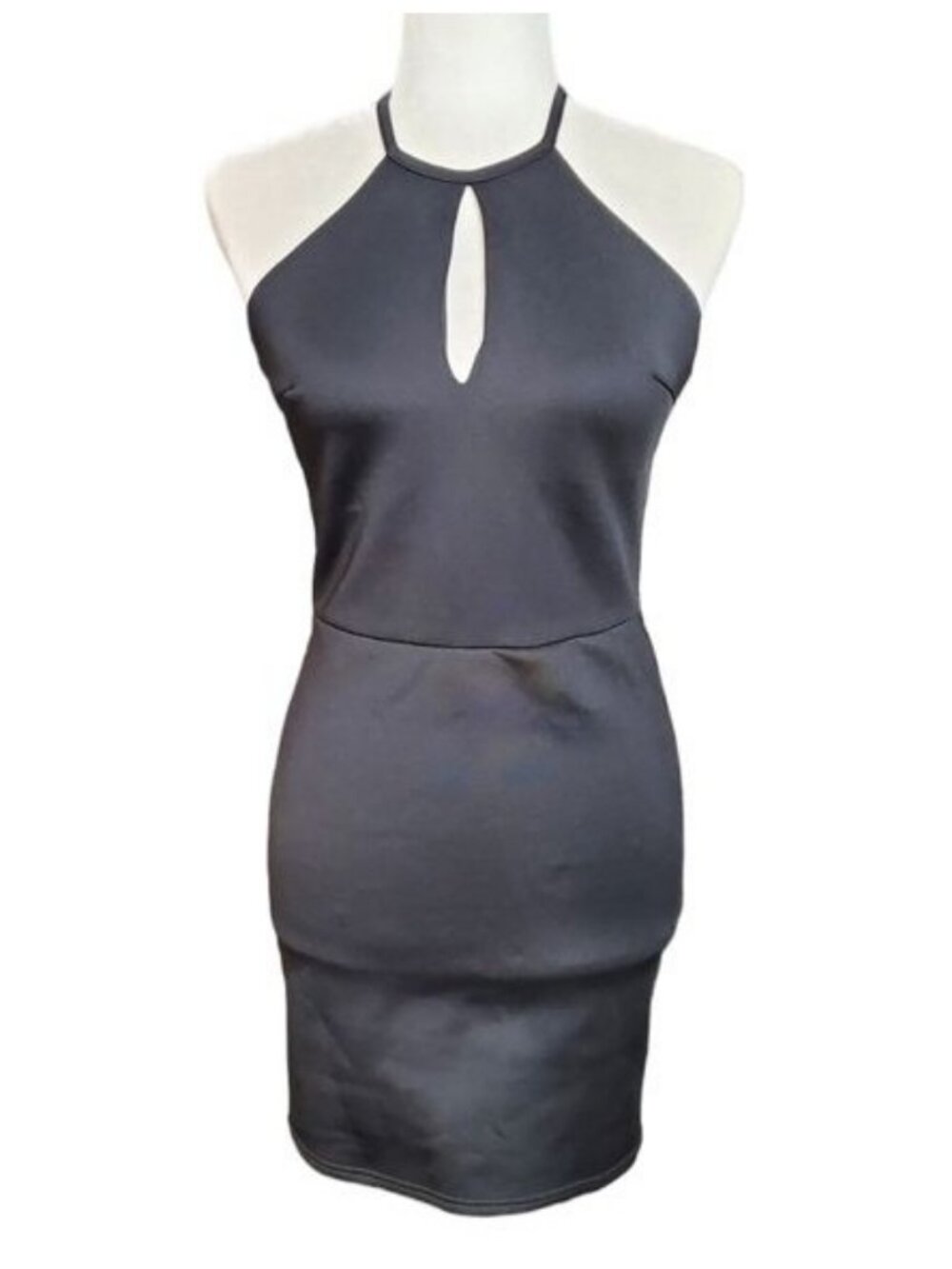 Forever 21 Dress Womens Size Small Black Keyhole Front Halter Neck Bodycon Dress